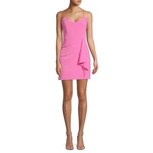 Parker Black Myrtle Pink Draped Bodycon Mini Dress Size 18